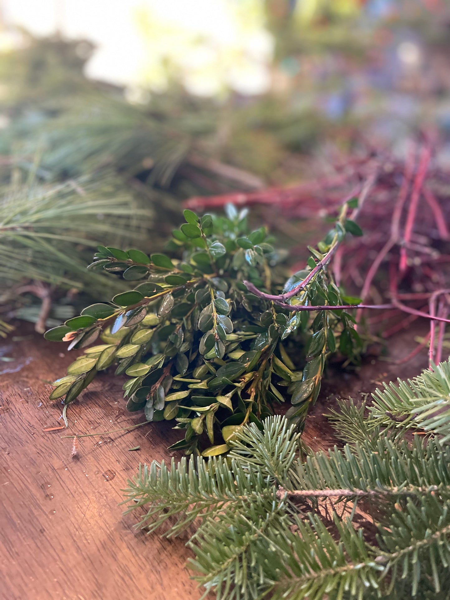 Fresh Evergreen Table Arrangements